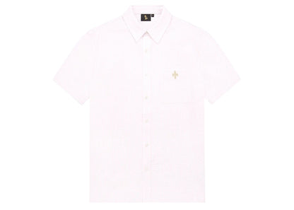 OVO Short Sleeve Seersucker Button Up Shirt Pale Pink/White