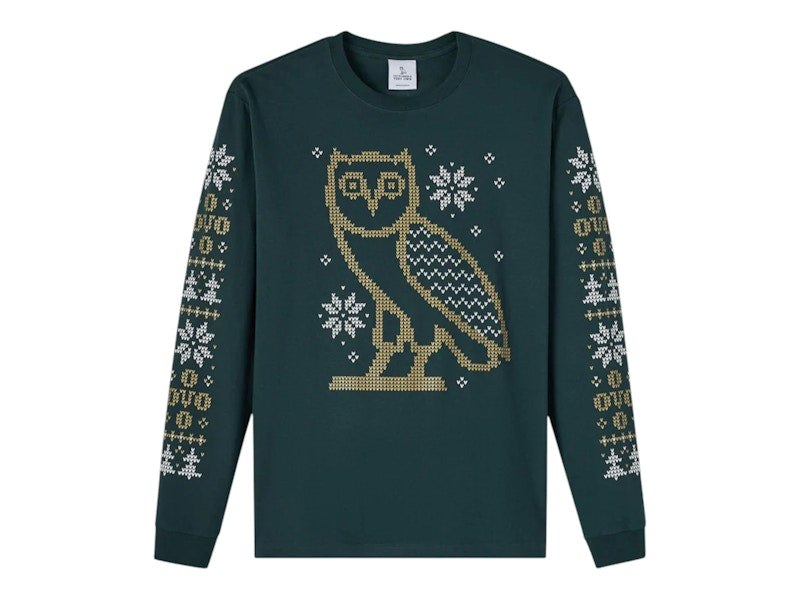 OVO Snowflake Owl L/S T-shirt Midnight Green