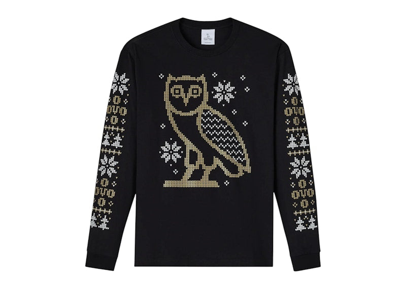 OVO Snowflake Owl Long-Sleeve Tee Black