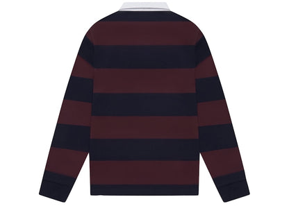 OVO Striped Rugby Polo Burgundy/Navy