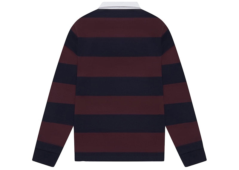 OVO Striped Rugby Polo Burgundy/Navy