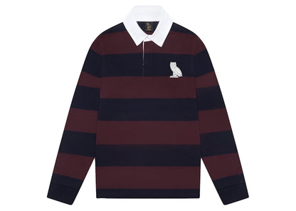 OVO Striped Rugby Polo Burgundy/Navy