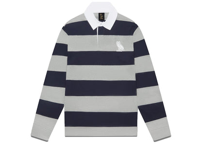 OVO Striped Rugby Polo Heather Grey/Navy