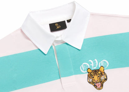OVO Striped Tiger Rugby Shirt Pink/Turquoise