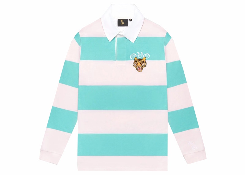 OVO Striped Tiger Rugby Shirt Pink/Turquoise