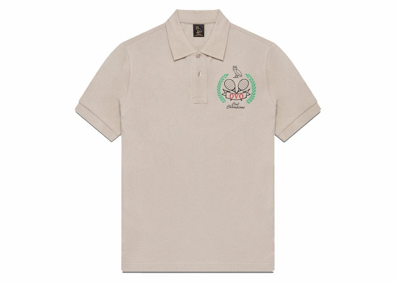 OVO Tennis Crest Pique Polo Sand