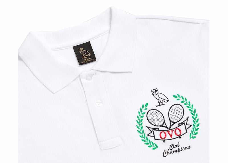 OVO Tennis Crest Pique Polo White