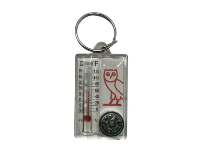 OVO Thermometer Compass Keychain Clear