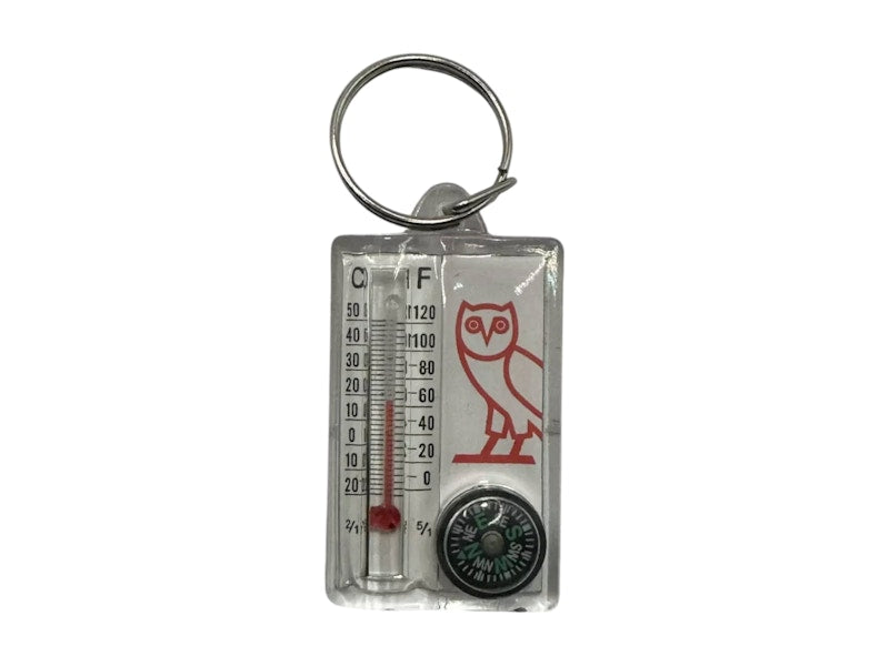 OVO Thermometer Compass Keychain Clear