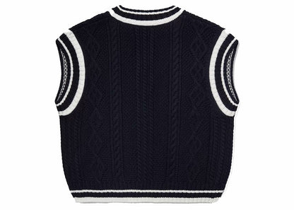 OVO U Of T Womens Cable Knit Sweater Vest Navy
