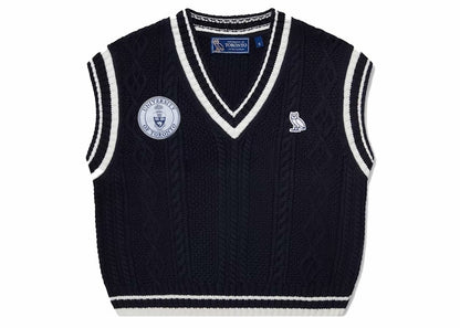 OVO U Of T Womens Cable Knit Sweater Vest Navy