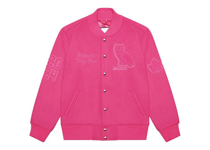 OVO Valentine's Sweeterman Varsity Jacket Fuschia