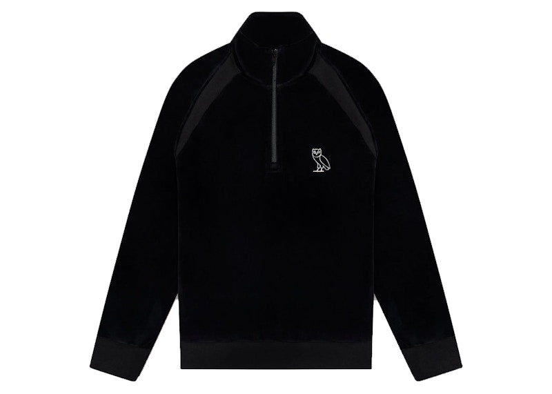 OVO Velour Quarter Zip Sweatshirt Black