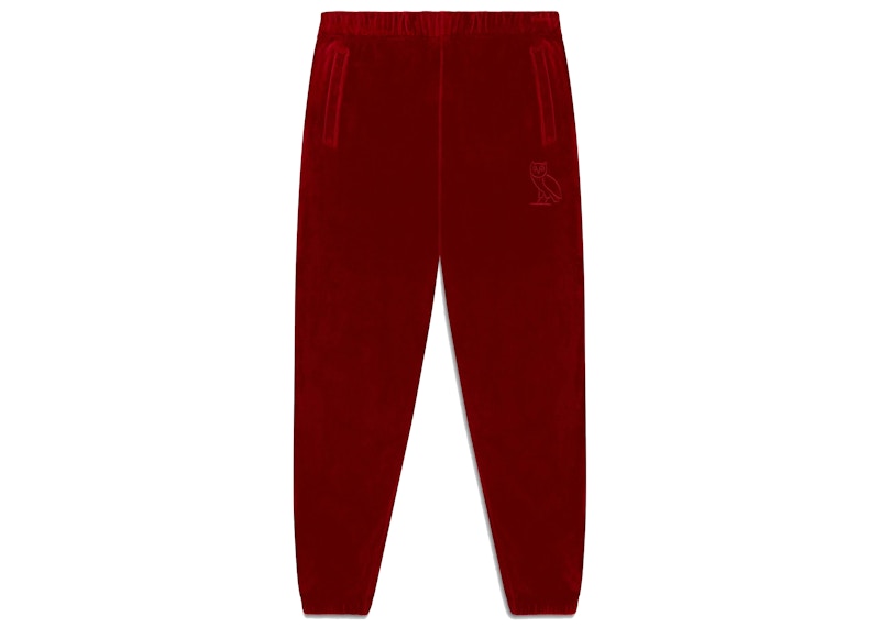 OVO Velour Track Pant Burgundy