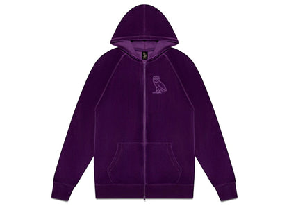 OVO Velour Zip Hoodie Purple