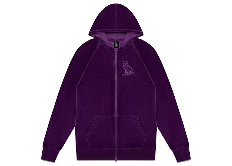 OVO Velour Zip Hoodie Purple