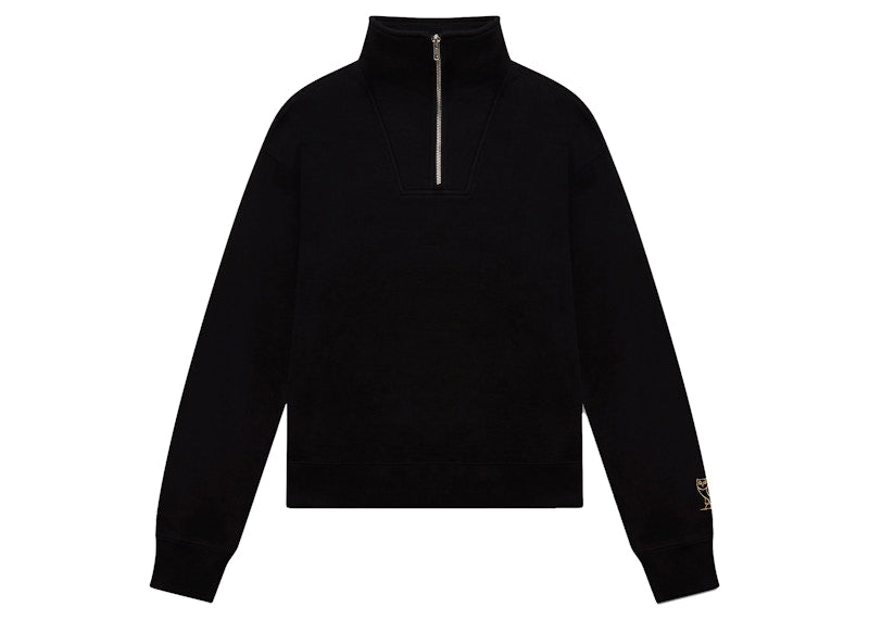 OVO Womens Classic Owl Half Zip Mock Neck Black
