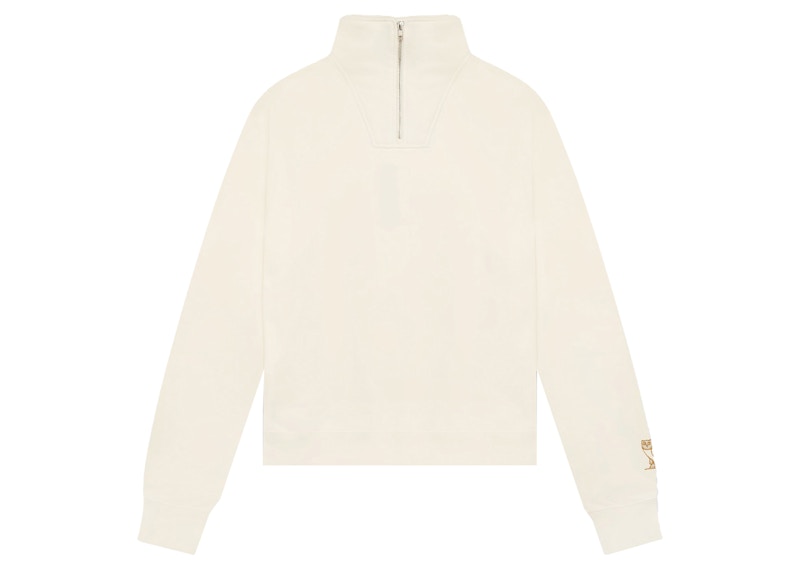OVO Womens Classic Owl Half Zip Mock Neck Cream