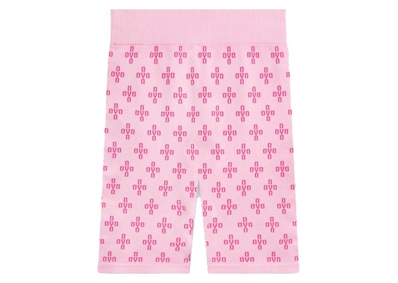 OVO Women's Monogram Rib Knit Bike Short Pale Pink/Dark Pink