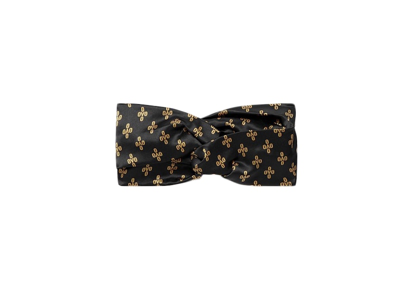 OVO Womens Monogram Silk Headband Black