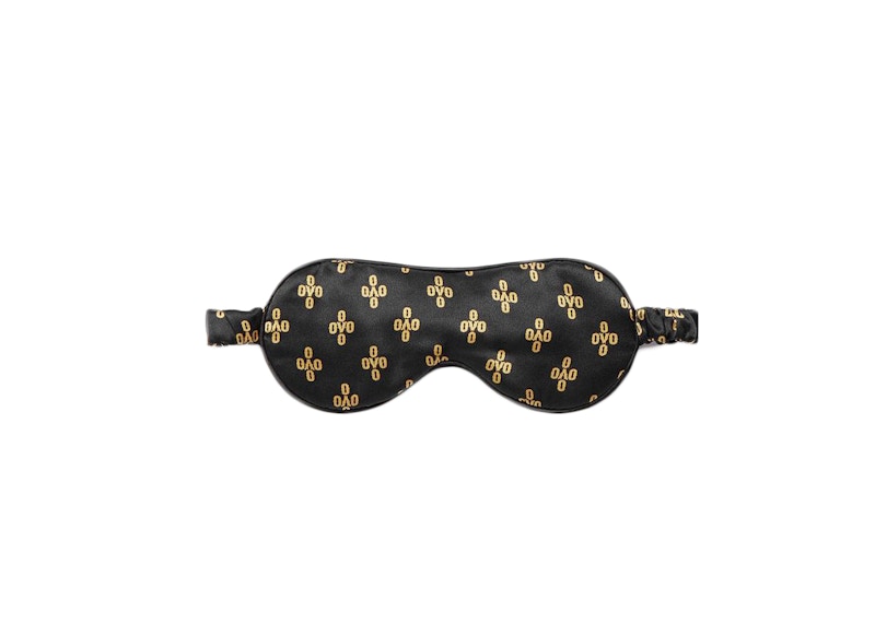OVO Womens Monogram Silk Sleep Mask Black