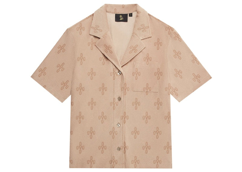 OVO Women's Monogram Terry Cloth Resort Shirt Beige