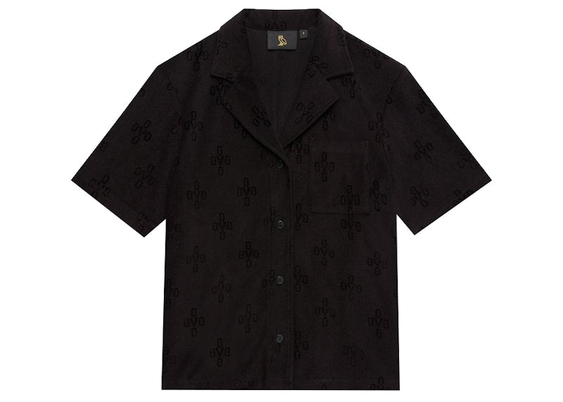 OVO Women's Monogram Terry Cloth Resort Shirt Black