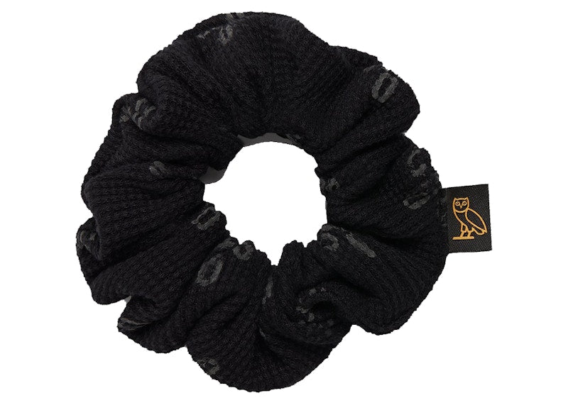 OVO Womens Waffle Scrunchie Black