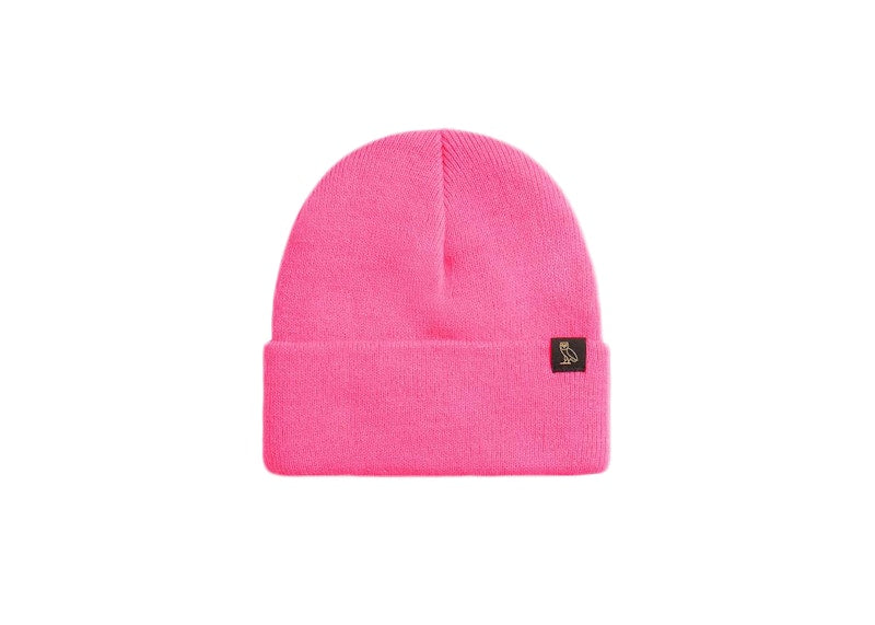 OVO Woven Label Beanie Deep Pink