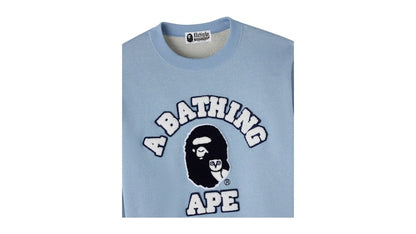 OVO x BAPE Denim Fleece College Crewneck Light Indigo
