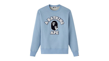OVO x BAPE Denim Fleece College Crewneck Light Indigo