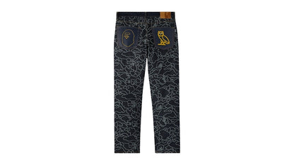 OVO x BAPE Neon 1st Camo Denim Pant Indigo