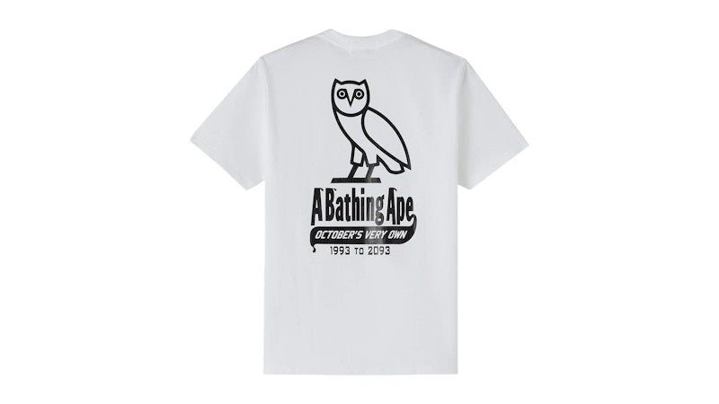 OVO x BAPE-STA Crocodile Print Tee White