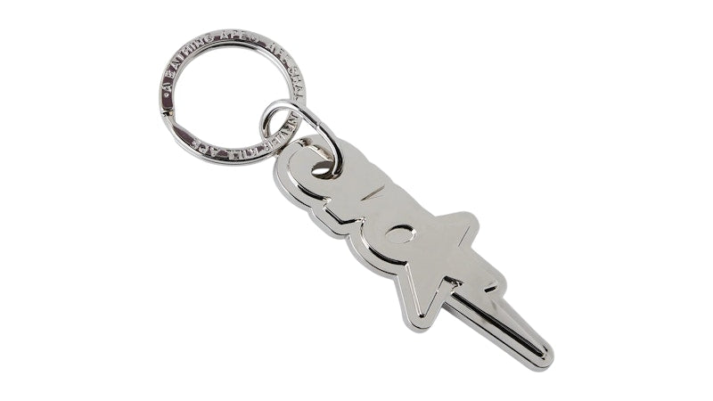 OVO x BAPE-STA Metal Keychain Silver