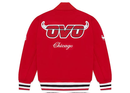 OVO x NBA Bulls Varsity Jacket Red