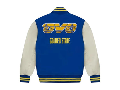 OVO x NBA Golden State Warriors Varsity Jacket Blue