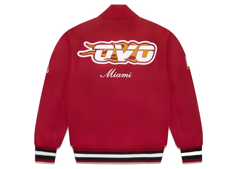 OVO x NBA Heat Varsity Jacket Red