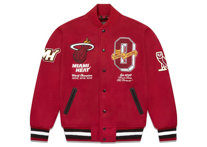 OVO x NBA Heat Varsity Jacket Red