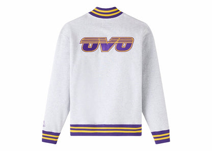 OVO x NBA Los Angeles Lakers Quarter Zip Mock Neck Sweatshirt Ash Heather Grey