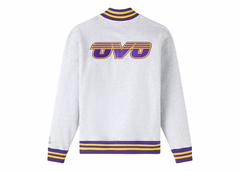 OVO x NBA Los Angeles Lakers Quarter Zip Mock Neck Sweatshirt Ash Heather Grey