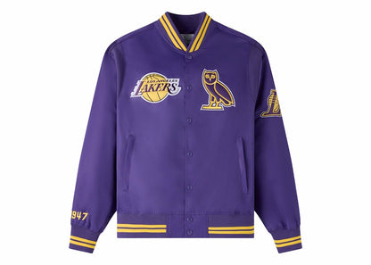OVO x NBA Los Angeles Lakers Satin Varsity Jacket Purple