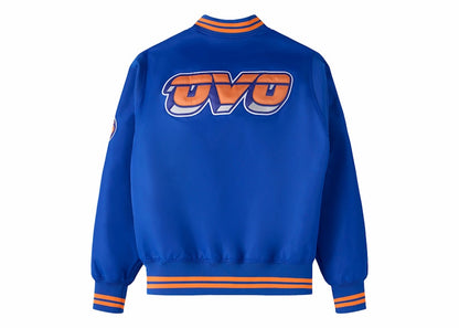 OVO x NBA New York Knicks Satin Varsity Jacket Blue