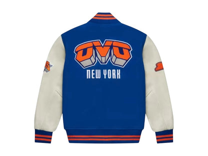 OVO x NBA New York Knicks Varsity Jacket Blue