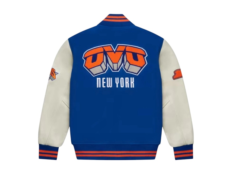 OVO x NBA New York Knicks Varsity Jacket Blue