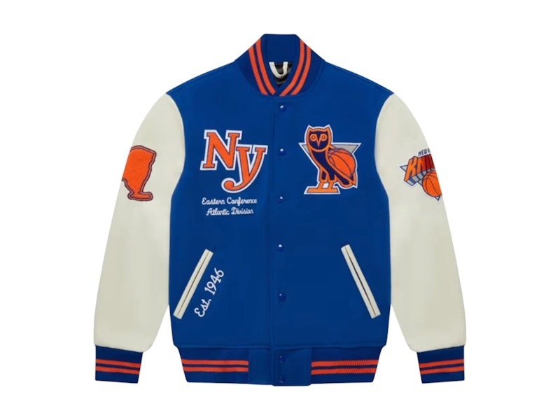 OVO x NBA New York Knicks Varsity Jacket Blue