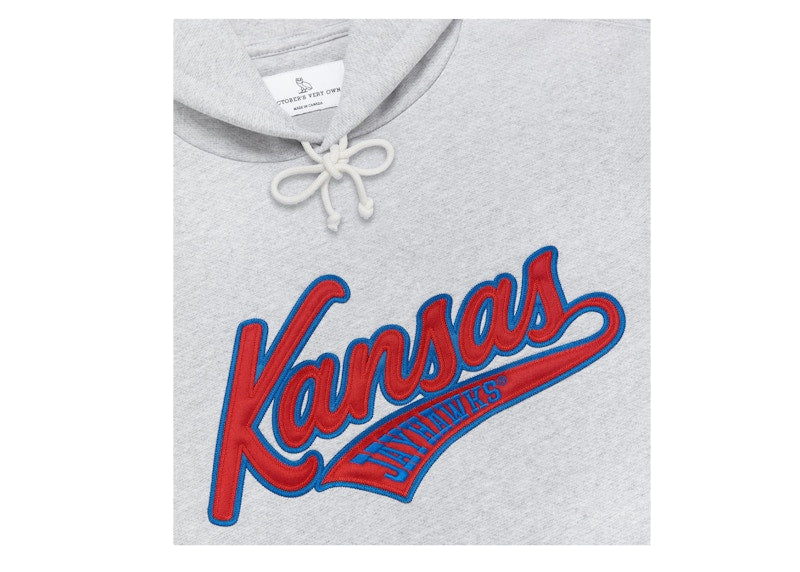 OVO x NCAA Kansas Jayhawks Hoodie Ash Heather Grey