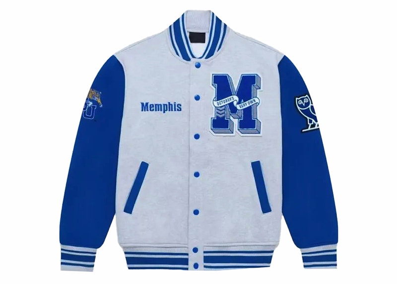 OVO x NCAA Memphis Tigers Fleece Varsity Jacket Heather Grey