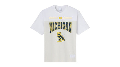OVO x NCAA Michigan Wolverines Paneled T-shirt Ash Heather Grey