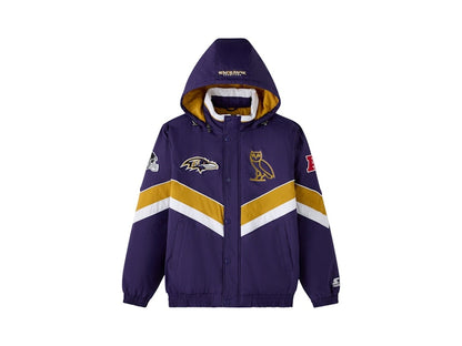 OVO x NFL Baltimore Ravens Starter Sideline Puffer Jacket Purple