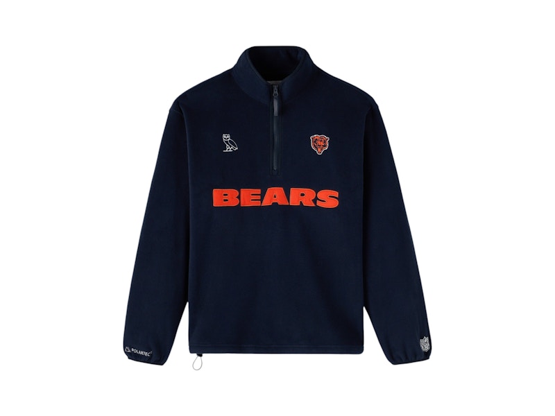 OVO x NFL Chicago Bears Polartec Mock Neck Quarter-Zip Fleece Black